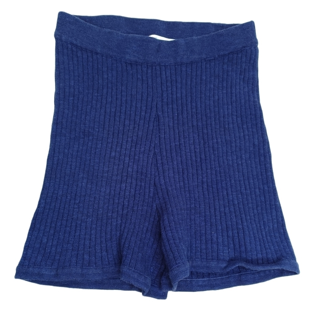 Free People Beach Zuma Blue Sz S Ribbed High Rise Cotton Linen Blend Shorts